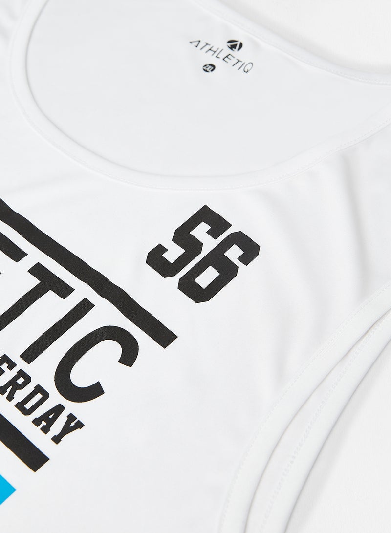 Athletiq - Casual Printed Sando T-Shirt White - Image 1