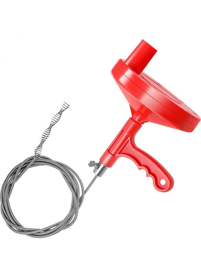 23 Feet Plumbing Snake Drain Cleaner For Bathroom Kitchen Red/Silver - Image 1
