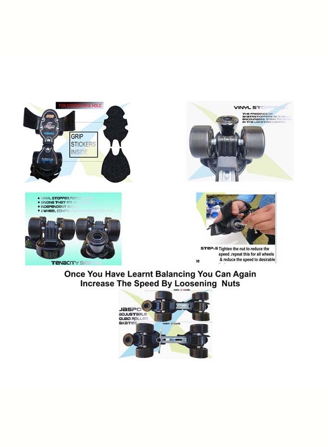 Jaspo Adjustable Roller Skates Gripper with Vinyl Toe Stopper for Good Control and Adjustable Speed, Age Group 6 to 14 years (Cyan) 27x27x14cm - Image 2