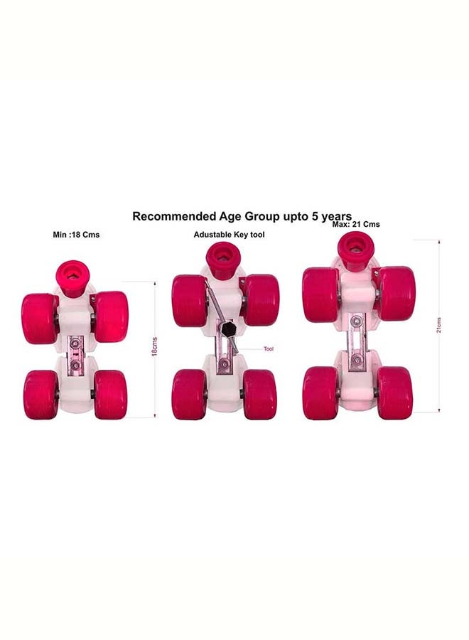 Roller Skates for Kids Gripper Age Group 6 to 14 years with Vinyl Toe Stopper for Good Control and Adjustable Speed (Pink)