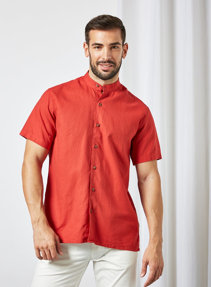 Sivvi x D'Atelier - Mandarin Collar Shirt Red - Image 1