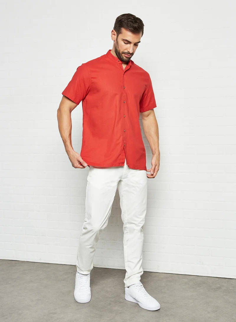 Sivvi x D'Atelier Mandarin Collar Shirt Red