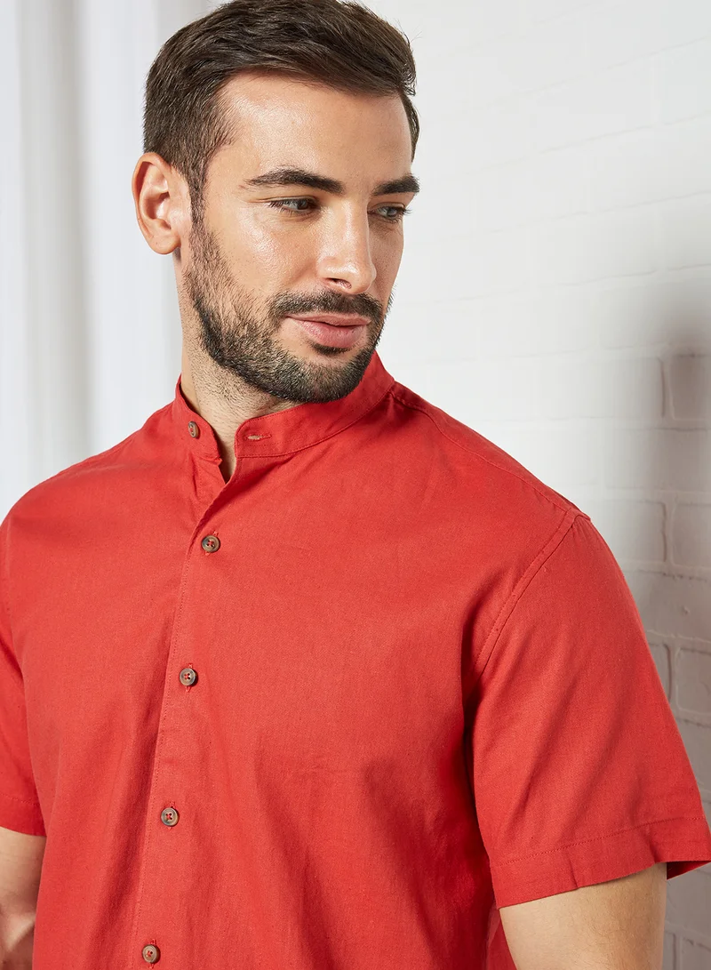 Sivvi x D'Atelier Mandarin Collar Shirt Red
