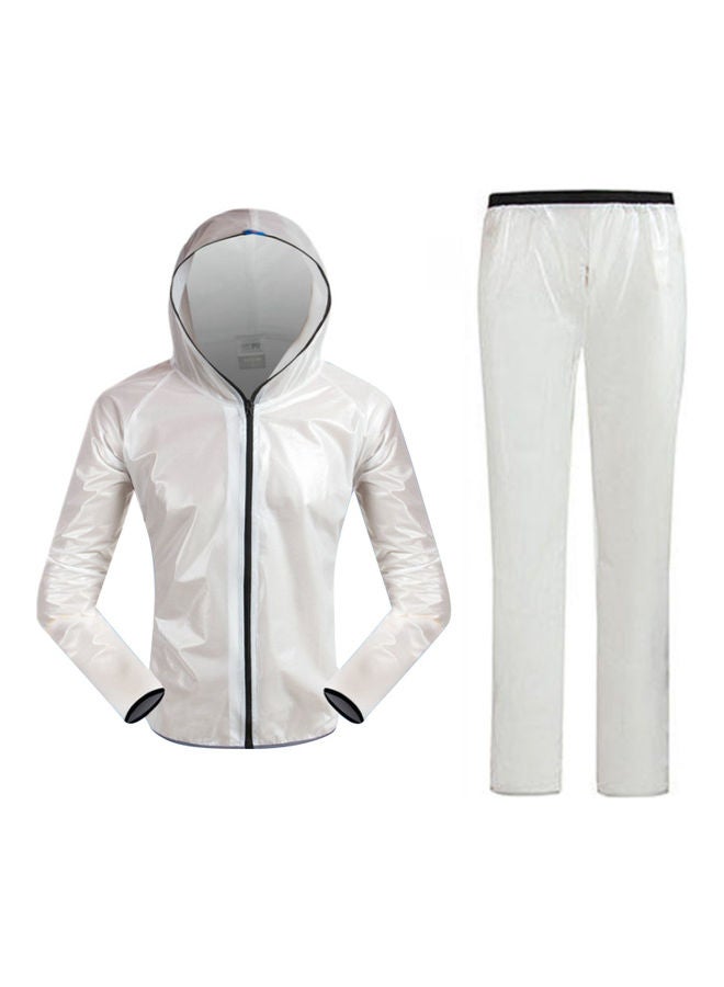 Generic Cycling Hooded Raincoat Jacket And Pant Set L  - Image 1