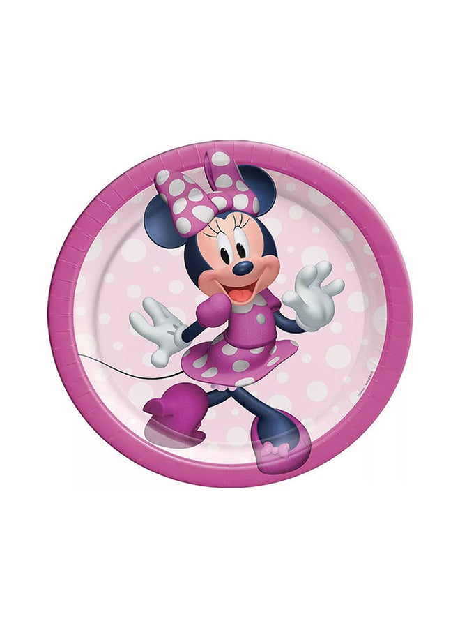Amscan 8-Piece Disney Minnie Mouse Forever Round Plate Kids Birthday Party Tableware, Party Supplies - Image 1