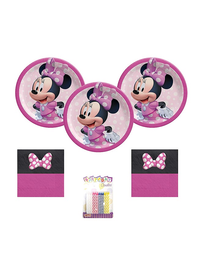 Amscan 8-Piece Disney Minnie Mouse Forever Round Plate Kids Birthday Party Tableware, Party Supplies - Image 2