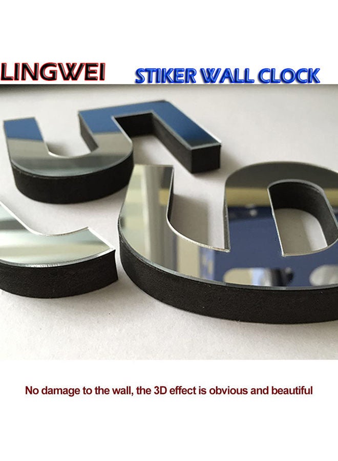 LINGWEI Frameless Modern 3D Wall Clock With Mirror Sticker Gold - Image 2