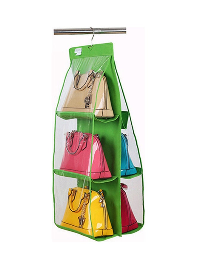 6-Pocket Handbag Hanging Closet Organizer Green/Clear  - Image 1
