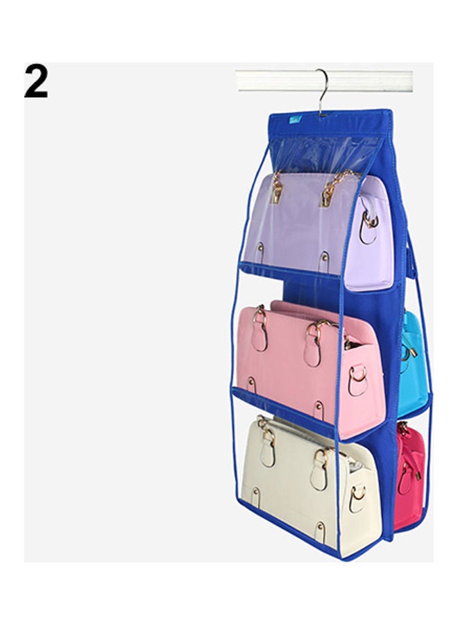 6-Pocket Bag And Purse Hanging Wardrobe Storage Organizer Blue/Clear 
