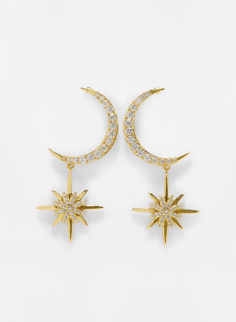 Moon and Star Dangle Earrings