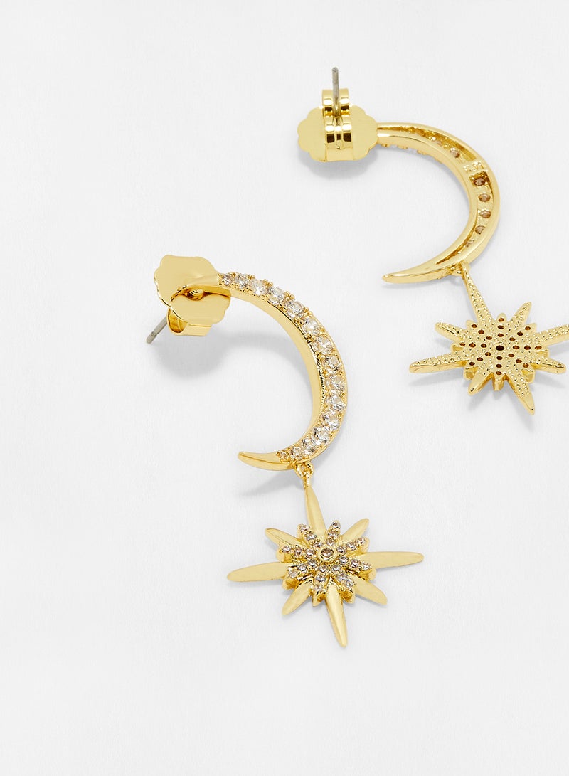 Moon and Star Dangle Earrings