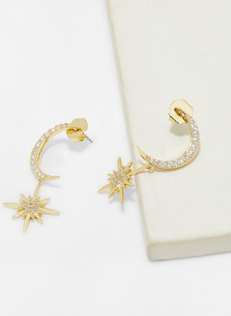 Moon and Star Dangle Earrings