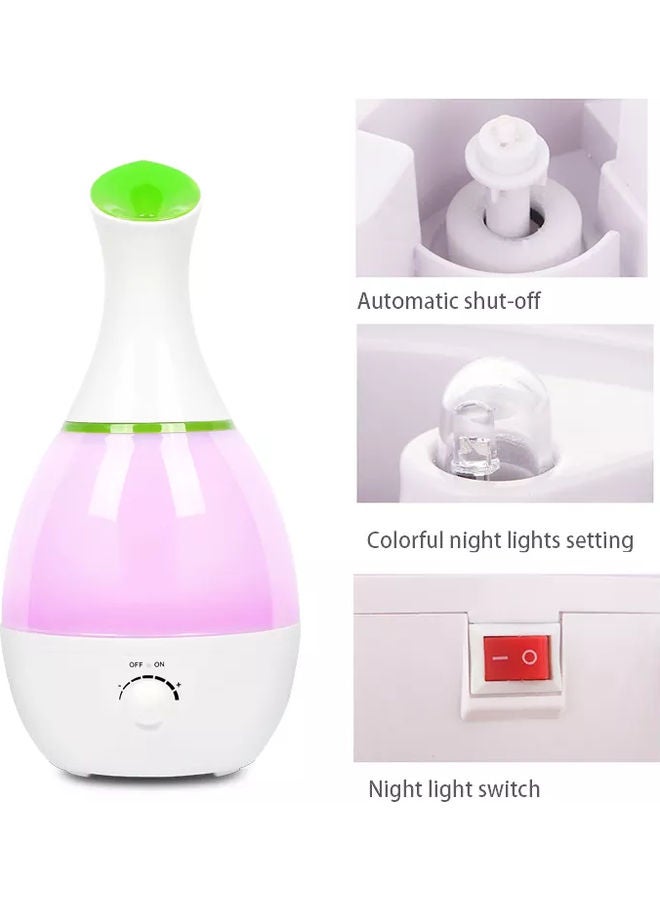 HTC - Vase Shape Ultrasonic Low Noise LED Colorful Night Light Air Humidifier White/Pink - Image 1