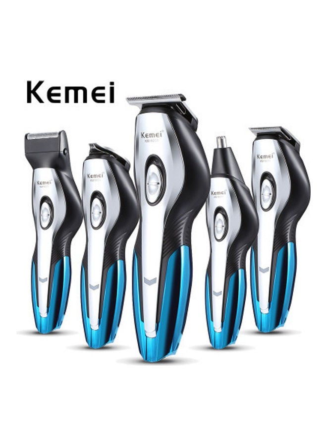 Kemei - 11-In-1 Rechargeable High Performance Super Grooming Kit KM-5031 Silver/Black/Blue - Image 1