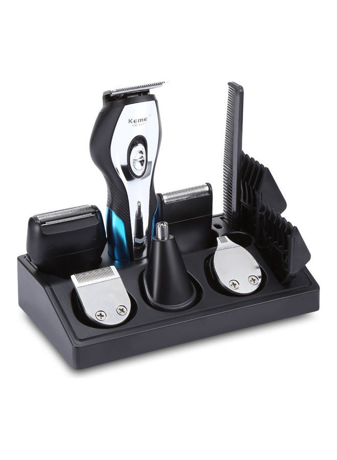 Kemei - 11-In-1 Rechargeable High Performance Super Grooming Kit KM-5031 Silver/Black/Blue - Image 1