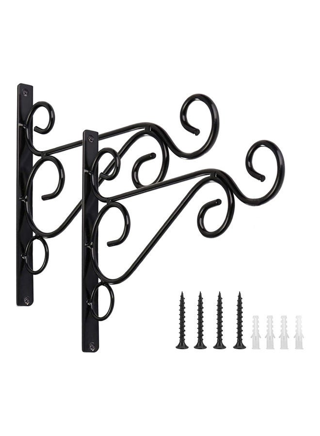 حامل بخطاف للتعليق في الأماكن الخارجية من قطعتين للنباتات والطائر وفانوس وفانوس الرياح أسود 25.00 x 3.00 x 20.00سم - Image 1