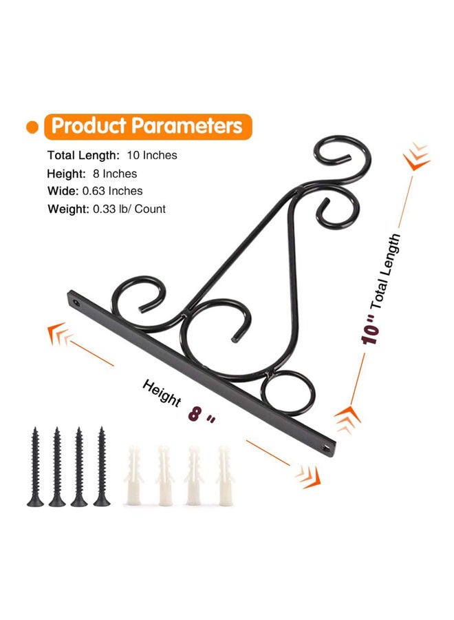 حامل بخطاف للتعليق في الأماكن الخارجية من قطعتين للنباتات والطائر وفانوس وفانوس الرياح أسود 25.00 x 3.00 x 20.00سم - Image 2