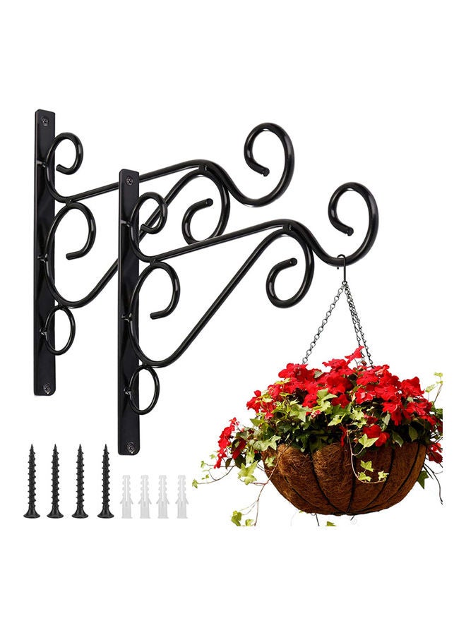 حامل بخطاف للتعليق في الأماكن الخارجية من قطعتين للنباتات والطائر وفانوس وفانوس الرياح أسود 25.00 x 3.00 x 20.00سم - Image 3