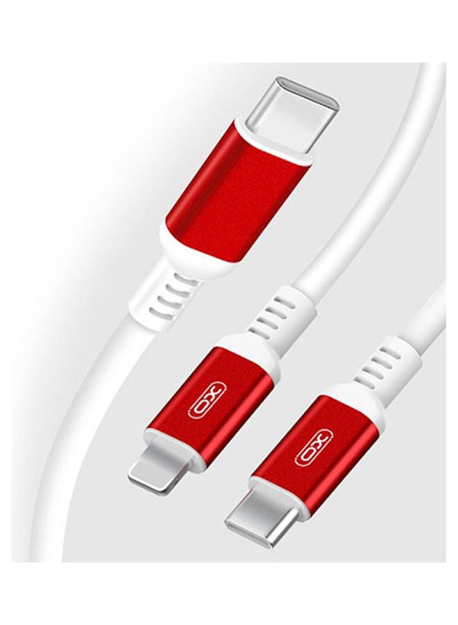XO Cable Nb136 2In1 Usb-C-Lightning + Usb-C 1,0 M 2,4A White  - Image 2