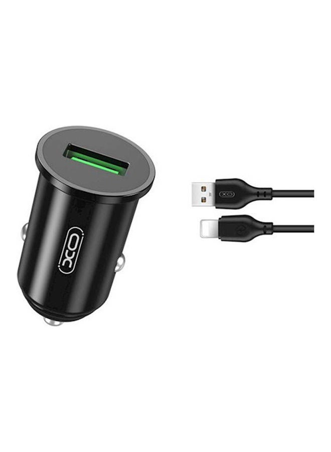 إكس أو شاحن سيارة TZ12 QC3.0 بقدرة 18 وات مع كابل أبل أسود  - Image 1