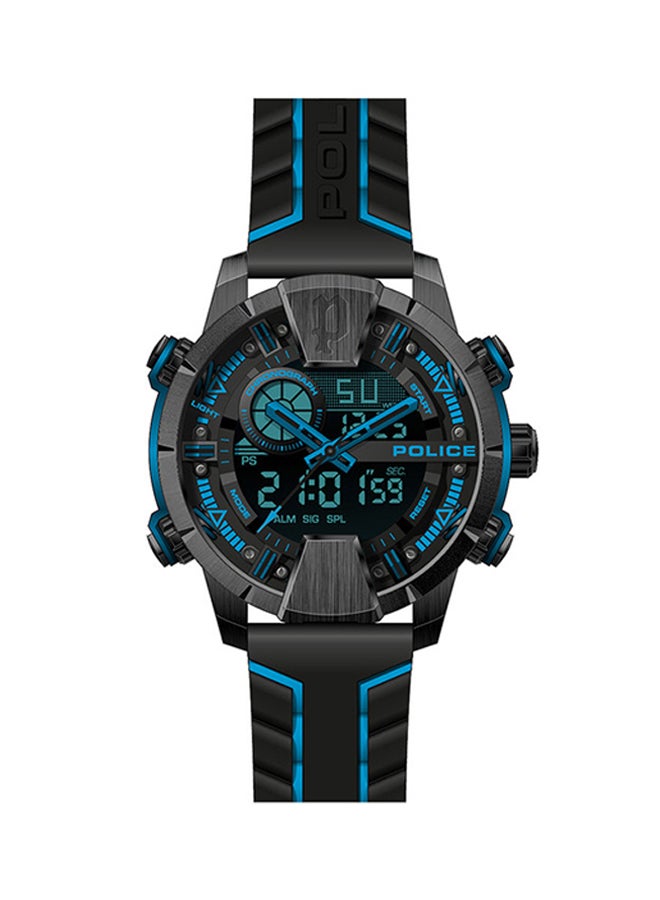 POLICE - Men's TARONGA Round Shape Silicone Strap Analog Wrist Watch 46 mm - Black - PEWJP2110202 - Image 1