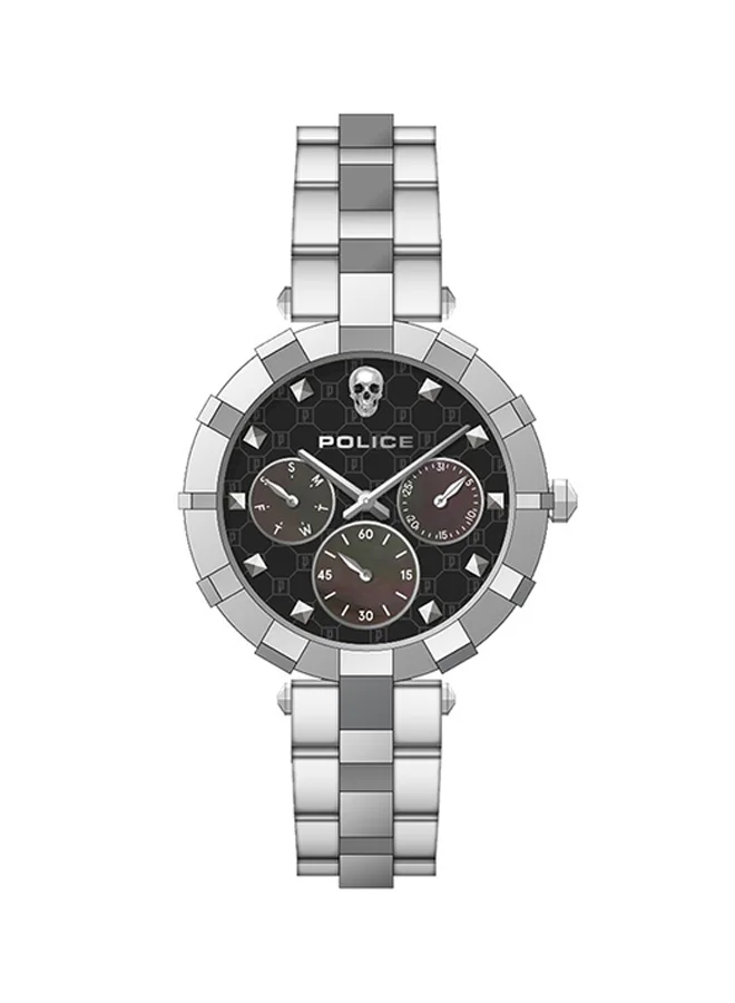 بوليس Police Hakkai Rock Rebel Women's Wrist Watch with Stainless Steel Bracelet Strap - PEWLK2116402, Silver