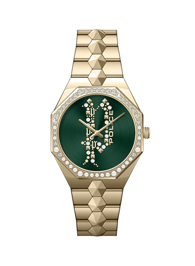 POLICE Police Montaria Urban Rebel Women's Wrist Watch with Stainless Steel Ion Plate Bracelet Strap - PEWLG2109603, Gold