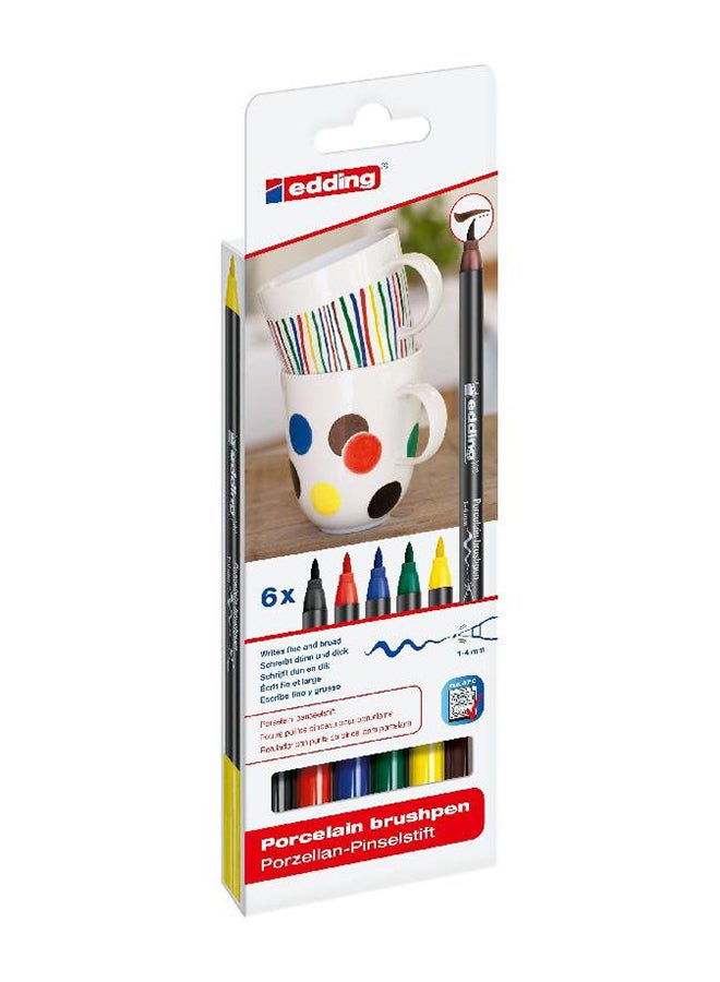 Edding Pack Of 6 Painting Brush Pen Multicolour
