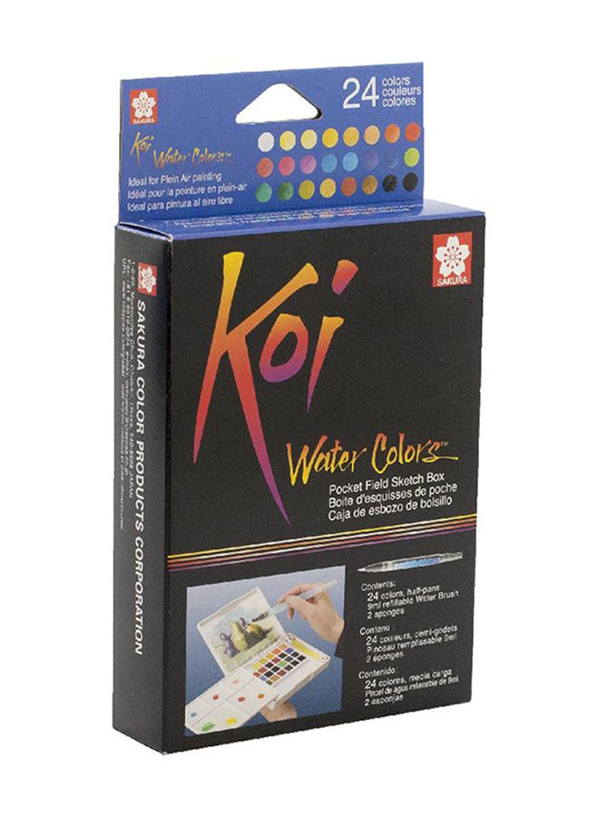 24-Piece Koi Pocket Field Sketch Box Watercolour Set Multicolour