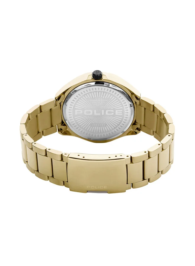 POLICE Men's Men's RANGER II Round Shape Stainless Steel Analog Wrist Watch 47 mm - Gold