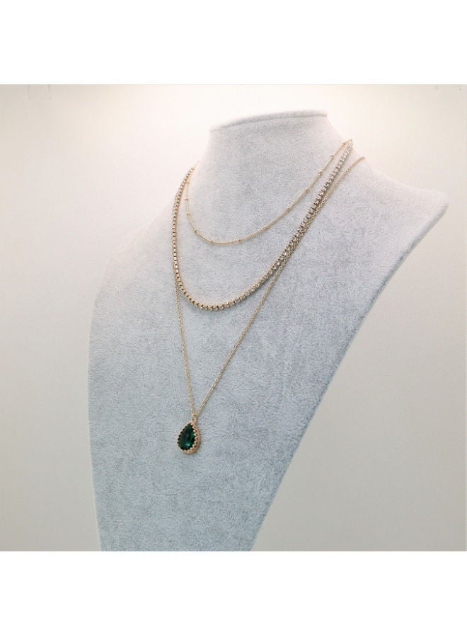 THE BLING STUDIO - Tinsel Plush Water Drop Multilayer Pendent Necklace - Image 1