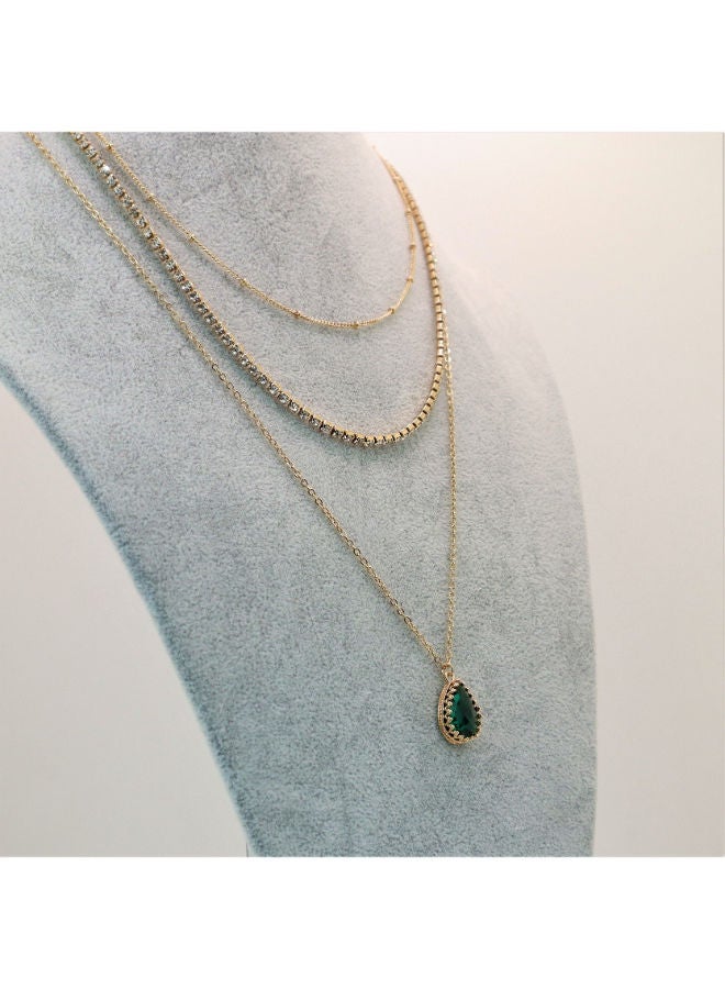 THE BLING STUDIO - Tinsel Plush Water Drop Multilayer Pendent Necklace - Image 1
