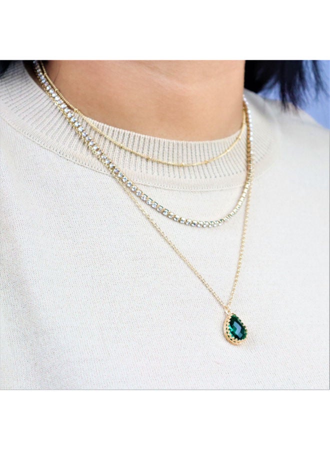 THE BLING STUDIO - Tinsel Plush Water Drop Multilayer Pendent Necklace - Image 1