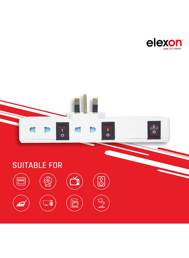 2-In-1 Socket And Two USB Port Adapter White