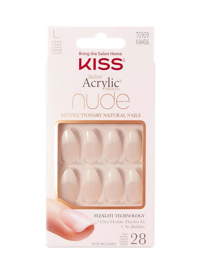 KISS - 28-Piece Salon Acrylic French False Nails Nude - Image 1