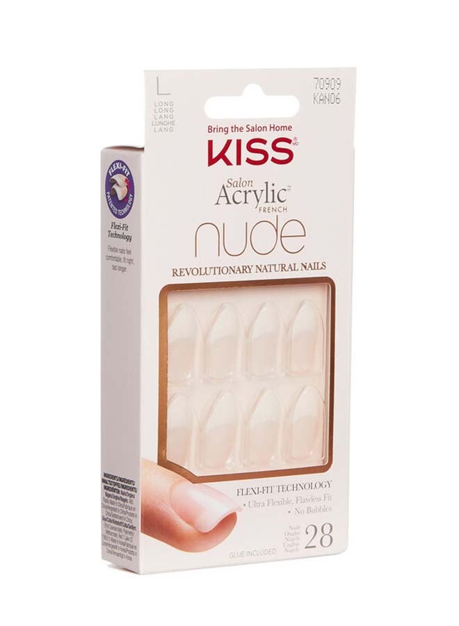 KISS - 28-Piece Salon Acrylic French False Nails Nude - Image 1
