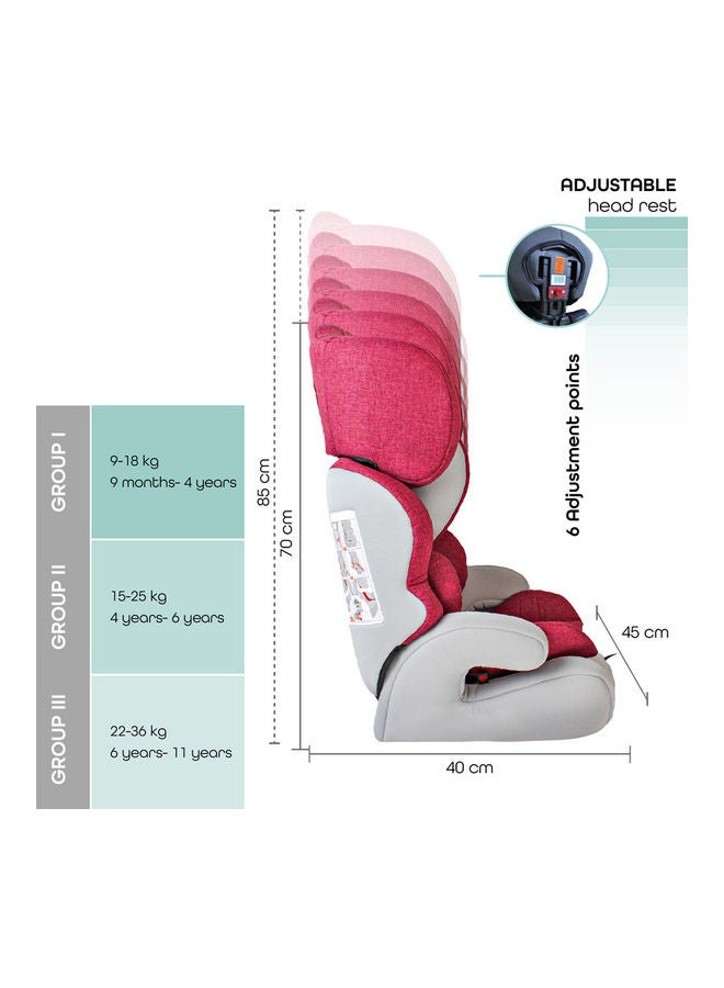 Moon Tolo - Baby/Kids Car seat (Group-1,2,3) - Grey and crimson red - Image 2