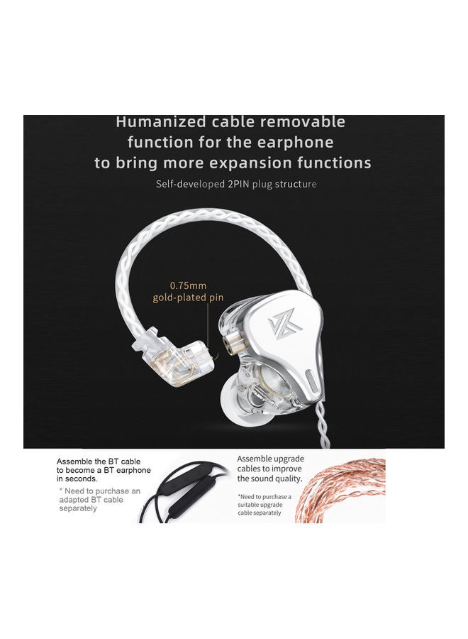 KZ Array Type Three-Unit Dynamic In Ear Wired Headphone With Mic Grey - Image 3