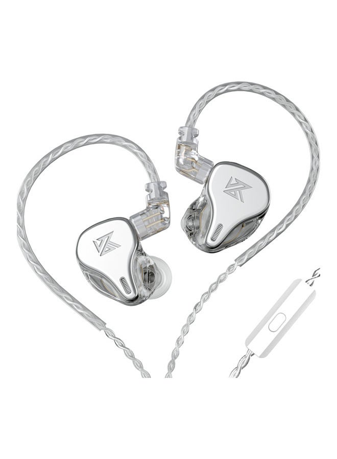 KZ Array Type Three-Unit Dynamic In Ear Wired Headphone With Mic Silver - Image 1
