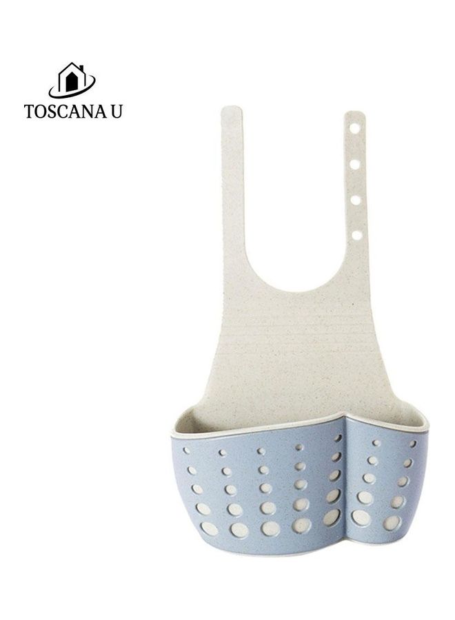 Kitchen Sink Drain Basket And Holder Blue/White 16x8x21.5cm  - Image 1