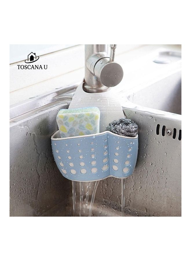 Kitchen Sink Drain Basket And Holder Blue/White 16x8x21.5cm  - Image 2