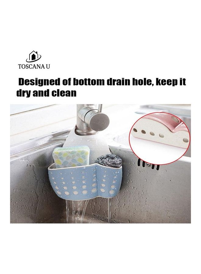 Kitchen Sink Drain Basket And Holder Blue/White 16x8x21.5cm  - Image 3