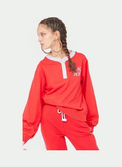 BlueAge Round Neck Casual Sweatshirt Red  - Image 1