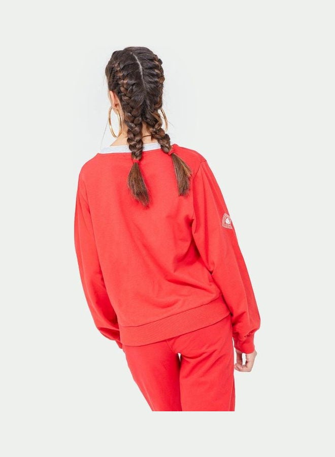 بلوايج سويت شيرت كاجوال بفتحة رقبة مستديرة أحمر - Image 2