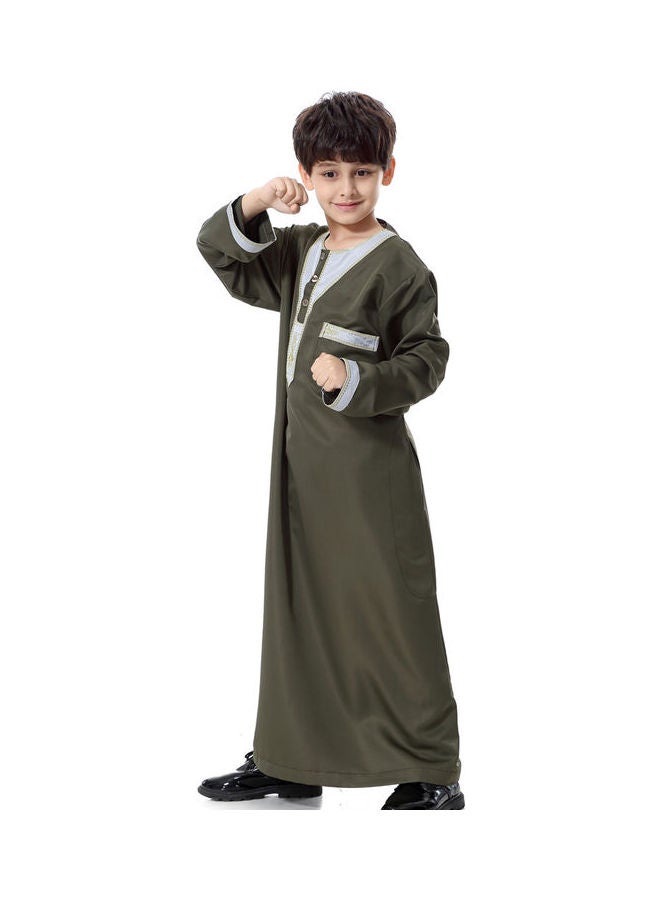 Hanyimidoo - Round Neck Long Sleeve Kaftan Green - Image 1