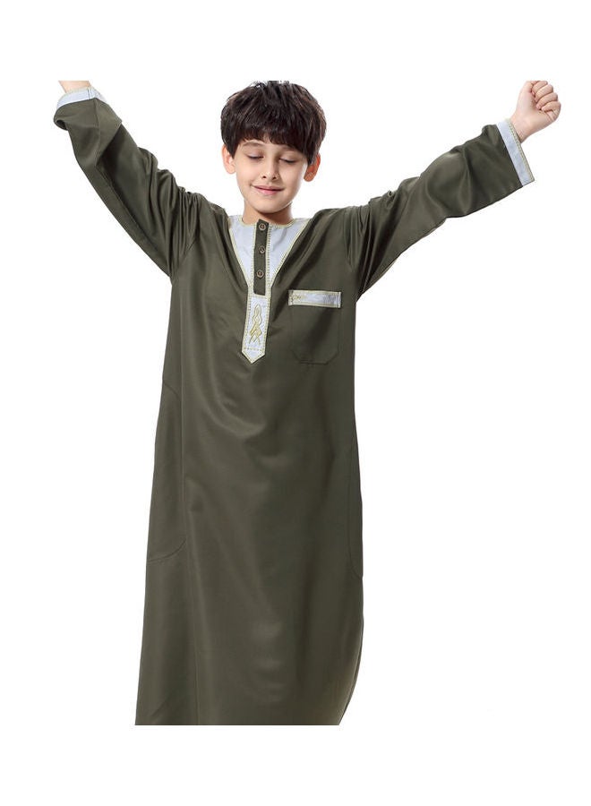 Hanyimidoo - Round Neck Long Sleeve Kaftan Green - Image 1