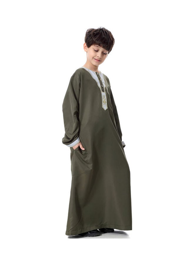 Hanyimidoo - Round Neck Long Sleeve Kaftan Green - Image 1