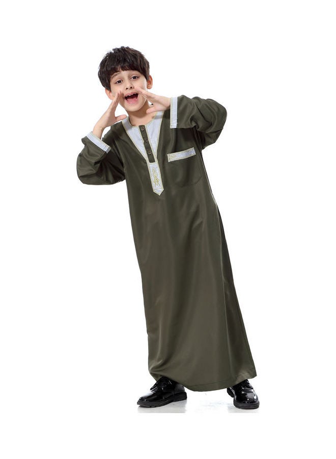 Hanyimidoo - Round Neck Long Sleeve Kaftan Green - Image 1