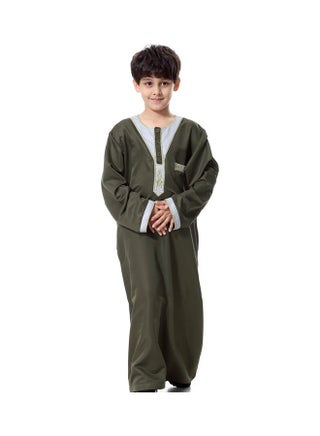 قفطان بأكمام طويلة وفتحة رقبة دائرية أخضر - v1631461789/N50816250V_4