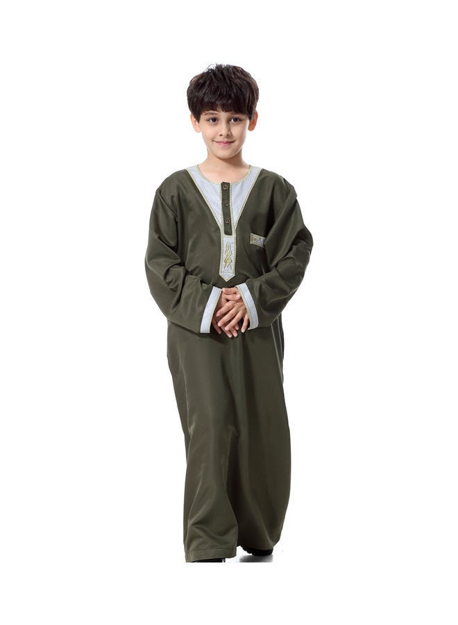 Hanyimidoo - Round Neck Long Sleeve Kaftan Green - Image 1
